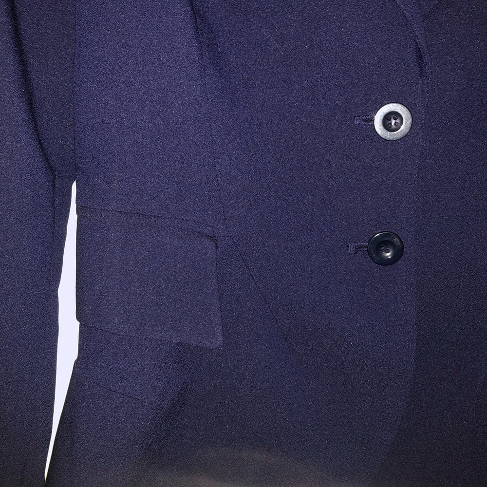 Women's Navy blue purple Blazer fitted lined peplum button tailored office - Picture 4 of 16